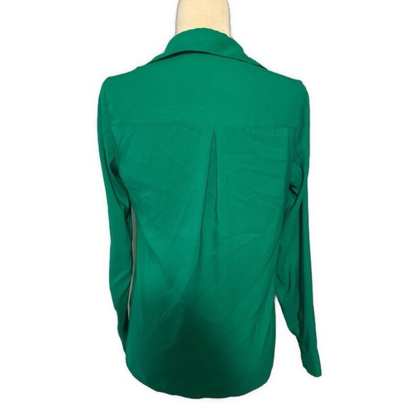 express portofino shamrock green long sleeve blouse button down Top Small - Picture 2 of 4
